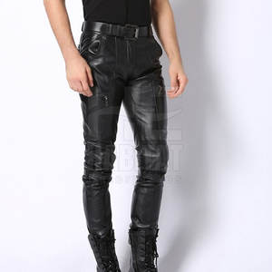 Vente flash - Pantalons en cuir pour homme, cuir véritable doux, matière confortable et durable, style classique - Product Image 4