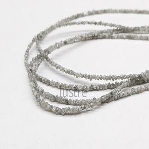 Cuentas de diamantes blancos naturales sin cortar, regalo hecho a mano en bruto, virutas de diamantes grises, cuentas de piedra larga, cuentas de Joyería de diamantes - Product Image 1