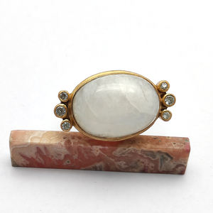 Arco Iris Natural piedra lunar cabina ovalada 925 plata esterlina acabado mate permanente chapado en oro anillo grande 9,67 Gms tamaño US 11 joyería - Product Image 4