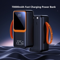 POWER BANK 40000mAh Banco de energía de alta capacidad 22,5 W Carga rápida 4 USB Tipo C Powerbank portátil con cordón Pantalla digital