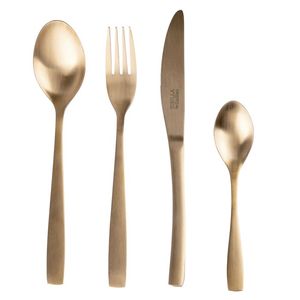 Set di posate Manhattan Sibilla Satin Gold in acciaio inossidabile, 4 pezzi, stoviglie di alta qualità - Product Image 1