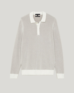 เสื้อโปโลเข้ารูปสำหรับผู้ชายผ้าฝ้ายสีเทาอ่อนระบายอากาศได้ดีมีซิป/กระดุมมี100% - Product Image 3