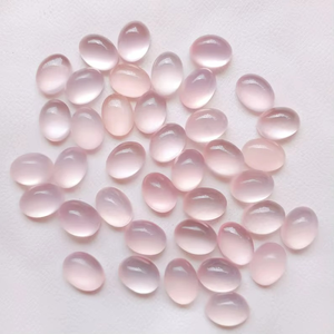 Cabochon en quartz rose 100% naturel de haute qualité, fait à la main, quartz rose calibré ovale, cabochon à dos plat, fabrication d'amour - Product Image 2