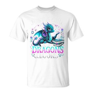 T-shirt promozionale Dragon Reading Just a Girl per chi ama i draghi e i libri - Product Image 1