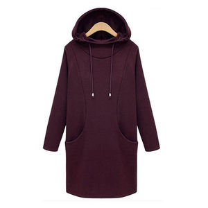 Pull-over long à capuche pour femme, vêtement de rue de haute qualité, haut en coton polaire chaud et respirant, manteau d'hiver, vente en gros - Product Image 1