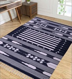 Alfombras Kilim de algodón 100% hechas a mano, alfombra Dhurrie con estampado de corredor para sala de estar, dormitorio, hoteles, juegos de alfombras multiusos - Product Image 1