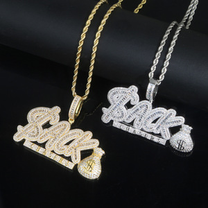 Collana con Ciondolo a Forma di Sacchetto di Soldi Hip Hop Iced Out SACK, Placcato <span class=keywords><strong>Oro</strong></span> 18K, Ottone con Zirconi 5A, per <span class=keywords><strong>Uomo</strong></span> - Product Image 3