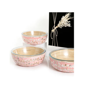 Ensemble de 3 bols de service en bois et verre Vaisselle élégante pour mariages événements Resorts et cuisine - Product Image 6