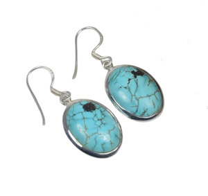 ต่างหูทองแดงเทอร์ควอยซ์925เงินสเตอร์ลิงต่างหูแบบห้อยเครื่องประดับทำด้วยมือเครื่องประดับรูปวงรีของขวัญสำหรับเธอ - Product Image 1