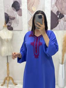 Gandoura Marroquí para Mujer, Abaya de Manga Larga, Vestido Maxi de Crepé Bordado, Transpirable, Ligero, Modesto, Ropa Musulmana de Verano, Talla XXL - Product Image 2