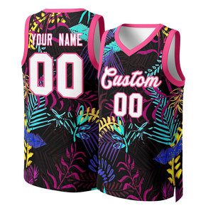 Camiseta de baloncesto Reversible personalizada de nuevo estilo, camiseta de baloncesto transpirable con bordado derramado en negro y rojo - Product Image 6