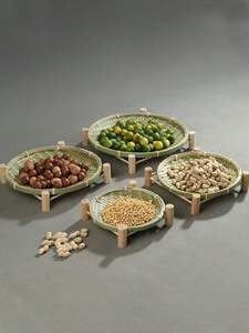 Panier à nourriture en bambou tissé à la main en forme de bateau, plateau de service naturel - Product Image 3