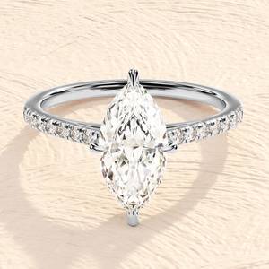 Bague de fiançailles en moissanite taille marquise, argent 925 plaqué rhodium, bijoux de fiançailles, cadeau de promesse pour fiançailles - Product Image 3