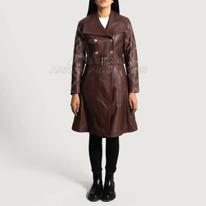Elegante abrigo de cuero para mujer con forro interior cálido y forma elegante para actividades casuales al aire libre - Product Image 1