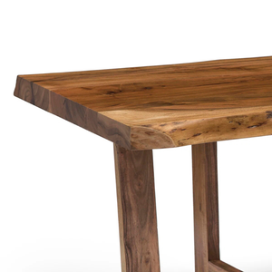 Solid Suar <b>Wood</b> Rectangular Dining <b>Table</b> with Thick Slab <b>Top</b> and Modern Geometric Base Durable <b>for</b> Hotel and Villa Use - Product Image 6