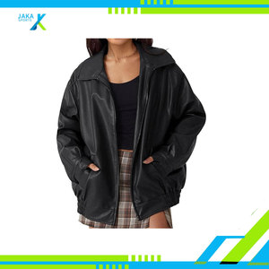 Chaqueta Oversize de Cuero Sintético para Mujer, Estilo Motociclista, Abrigo Formal de Otoño con Cierre de Cremallera y Ajuste Relajado, Ecológica y Gruesa - Product Image 2