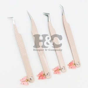 แหนบขนตาปลอมสีเบจแบบใหม่แหนบต่อขนตาปลอมรูปผีเสื้ออุปกรณ์เสริมสำหรับขนตาแหนบสเตนเลสทนทาน - Product Image 3