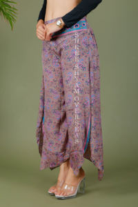 กางเกงผ้าไหมส่าหรีสำหรับผู้หญิง2023ฤดูร้อน - Product Image 2