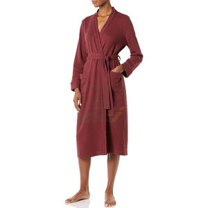 Bata de lujo para mujer, tejida, térmica, ligera, de gofre, de longitud completa, suave, transpirable, cómoda, con logo frontal personalizable, para el hogar - Product Image 1