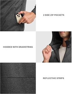 Ensemble de survêtement pour homme personnalisé, réfléchissant, en polaire solide, respirant, léger, à capuche, avec taille élastique pour la course à pied - Product Image 4
