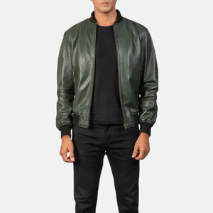 Veste en cuir varsity pour homme, col montant, respirante, couleur unie, haute qualité, vente en gros - Product Image 5