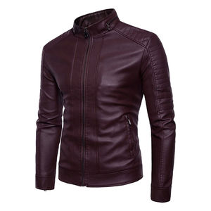 Veste en cuir en toile respirante personnalisée en gros mince tenue décontracté régulier avec col montant pour l'hiver veste en cuir pour hommes - Product Image 6