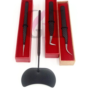 Pince à épiler pour cils GETUP BROSONS IMPEX de haute qualité, à pointe lisse, en acier inoxydable avec revêtement en poudre noire, avec miroir, outil de beauté - Product Image 3