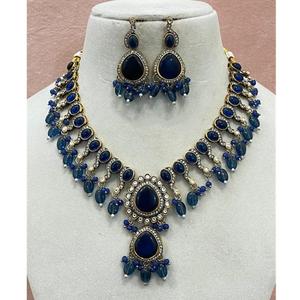 Conjunto de collar de diseño elegante tradicional de Kundan con pendientes elegantes, aspecto de piedra para mujeres y niñas para ropa de boda, ropa de fiesta - Product Image 1