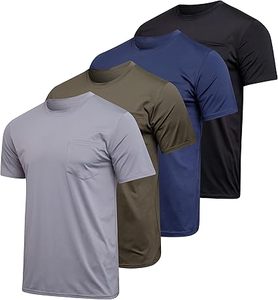High Quality Stretch Workout T <b>Shirt</b> Performance Soft Tee For <b>Men's</b> Fit Short Sleeve <b>Pocket</b> Crew Fitness training T-<b>Shirt</b> - Product Image 2