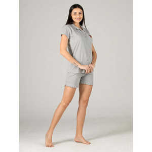 Conjunto de Pijama de Punto Gris Casual Súper Suave, el Más Cómodo con Cintura Elástica - Logotipo Personalizado, Sostenible para Familias, Brunch Nupcial - Product Image 1