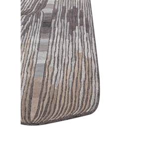 Tapis gris lucide noir en laine et viscose tufté à la main, 4m de large, Tra-15002, pour entrée de maison, motif abstrait rayé, technique artisanale 10mm - Product Image 4