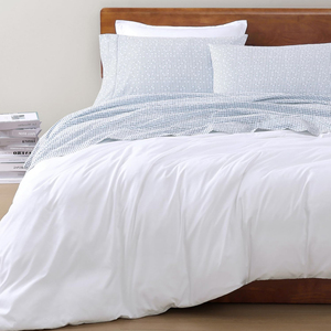 Ensemble de draps de lit d'hôtel 100% coton blanc motif solide 400TC draps plats résistants Queen/King Size pour adultes - Product Image 6