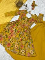 TENNECY Ensemble trois pièces élégant et décontracté pour soirée, style indien pakistanais pour filles, bas de tenue sans plis, longueur cheville, Cinon