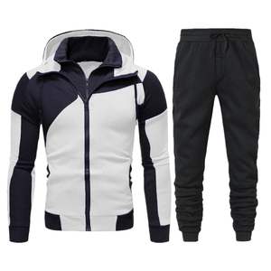 Ensemble de survêtements de gym durables pour hommes Sweat à capuche zippé et pantalon de jogging pour l'hiver Motif solide - Product Image 1