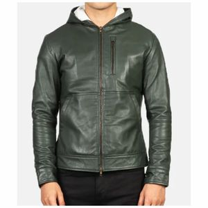 Veste pour hommes veste pour hommes haute qualité Street Wear fermeture éclair style hommes veste en cuir respirant col montant pleine manche en cuir - Product Image 3