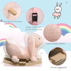 HOMCOM Rabbit <b>Rocking</b> <b>Horse</b> with Sounds, Interactive <b>Baby</b> <b>Rocking</b> <b>Horse</b> for 18-36 Months, Pink, 60x33x50cm - Product Image 5