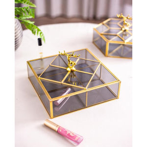 Wholesale Vintage Rectangular Glass Jewelry <b>Box</b> With Metal Frame High Quality Clear Glass Trinket <b>Keepsake</b> Display Organizer - Product Image 4