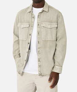 Stylish Modern Wear New Taupe Denim <b>Shirt</b> Leather Jacket <b>For</b> <b>Men</b> Wholesale New Cotton Leather TShirt <b>Winter</b> Casualwear Jacket - Product Image 1