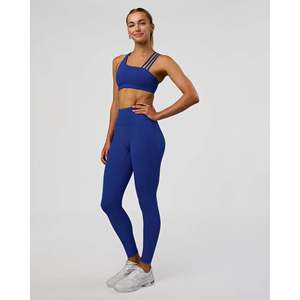 Fusion Ultra High-Rise Full Length Yoga <b>Leggings</b> with <b>Pockets</b>-Electric Indigo Tummy Control Spandex - Product Image 5
