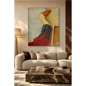 Fida Modigliani Jeanne Hbuterne en jupe rouge, impression sur toile - Product Image 3