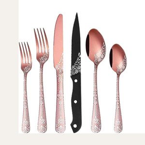White Handle Stainless Steel Gold Plated <b>Spoon</b> <b>Fork</b> and <b>Knife</b> Cutlery <b>Set</b> Heavy Duty Flatware <b>Sets</b> for Hotels Restaurants - Product Image 4