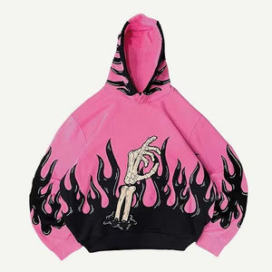 Sudadera con capucha informal para hombre con parches 3D, estampado Floral de Calavera, logotipo bordado de tela francesa suave, Sudadera con capucha de gran tamaño - Product Image 3