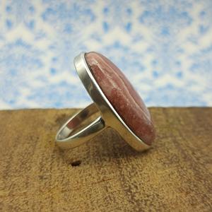 Pierre précieuse de rhodochrosite naturelle de qualité supérieure à haute luminosité 925 argent bohème artisan fabriqué mariage/fête bague coupe ovale - Product Image 3
