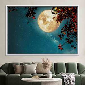 Toile imprimée : Art mural Lune Pleine, Décoration vue ciel étoilé, TOILE ENCADRÉE BLANCHE - Product Image 1