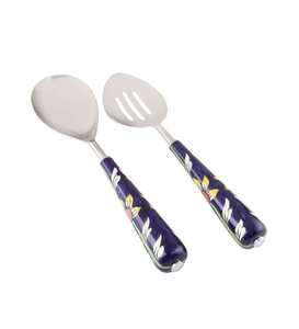 Ensemble de couverts en métal peints à la main avec des détails argentés, nouveaux couverts pour hôtel et restaurant, fourchette et cuillère en métal - Product Image 2