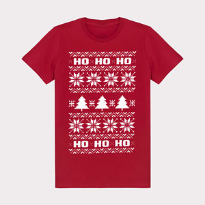 Wholesale Customized Cotton Breathable <b>Christmas</b> <b>Jumper</b> T-Shirt <b>Men's</b> Breathable Patterned Fitted Jersey with O-Neck Design. - Product Image 2