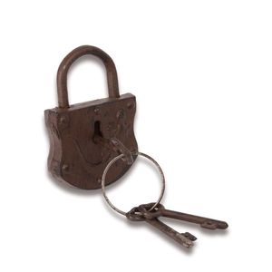 Traditional finished iron <b>locks</b> with ornate matching <b>keys</b> <b>for</b> use on retro <b>cabinets</b> old trunks and storage chests - Product Image 2