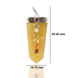 Collier pendentif en quartz doré avec perles 7 chakras et chaîne en métal - Product Image 3