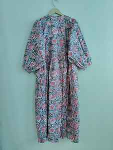 Vestido Largo de Verano Informal para Mujer, Estampado Floral, Cuello en V, Manga Larga, Hecho a Mano, de Algodón, Estilo Clásico, Marca de Arte y Artesanía - Product Image 5