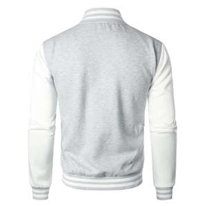 Chaqueta Universitaria Gris Blanca para Hombre, Estilo Béisbol, Chaqueta Bomber Informal, Ligera, Abrigada, de Algodón, Ropa de Calle a la Moda - Product Image 2